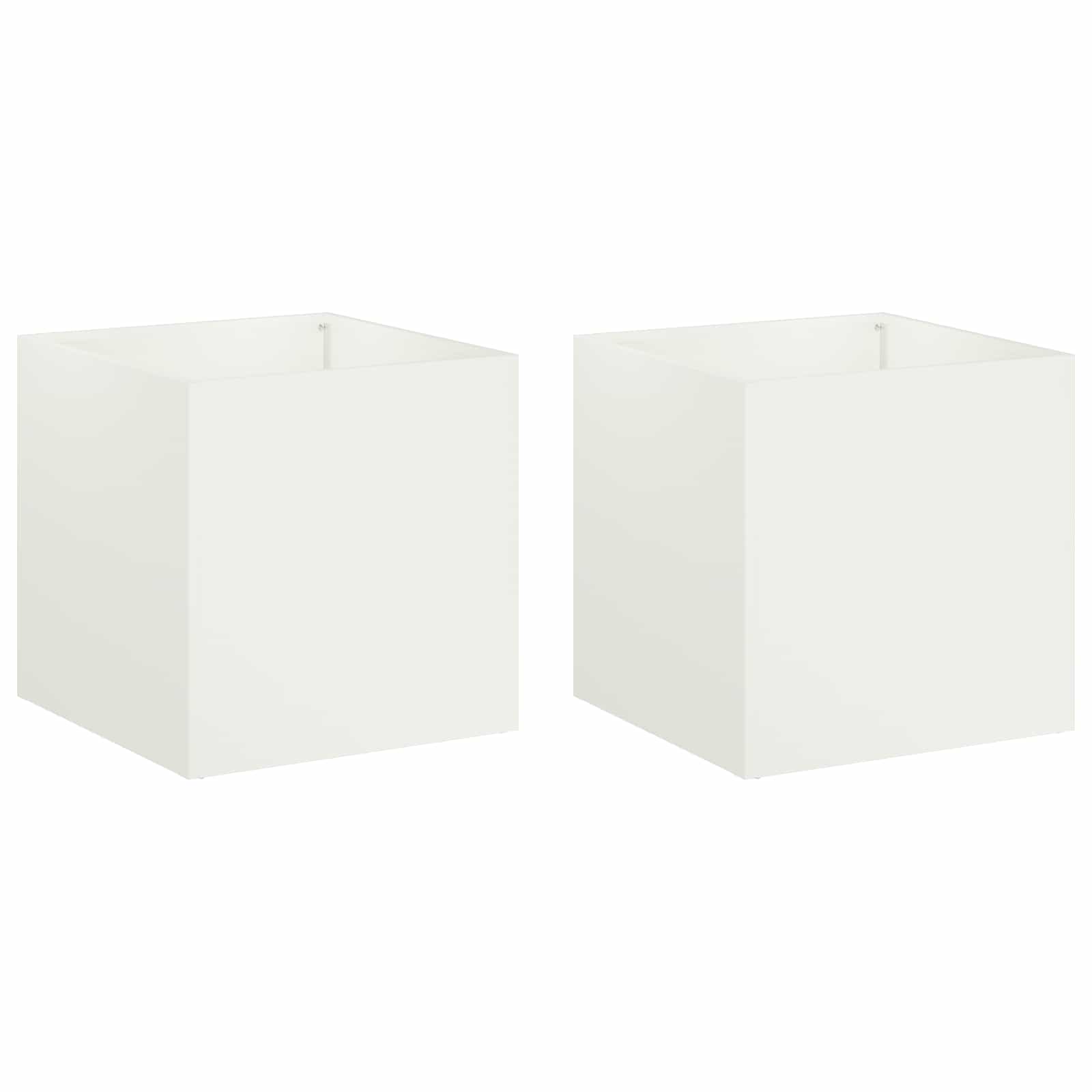 vidaXL Doniczka ogrodowa 2 szt. Biały 25 x 25 x 25 cm Stal zimnogięta