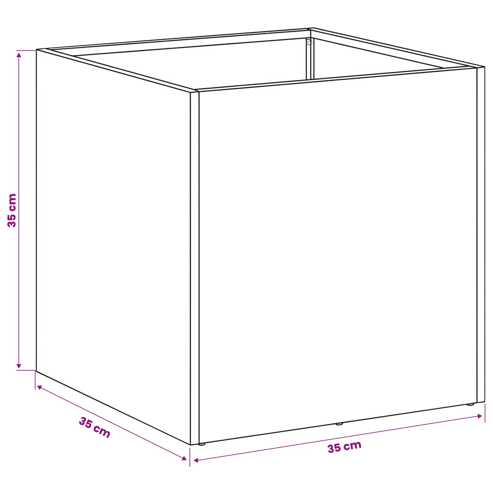 vidaXL Doniczka ogrodowa srebrny 35 x 35 x 35 cm Stal ocynkowana