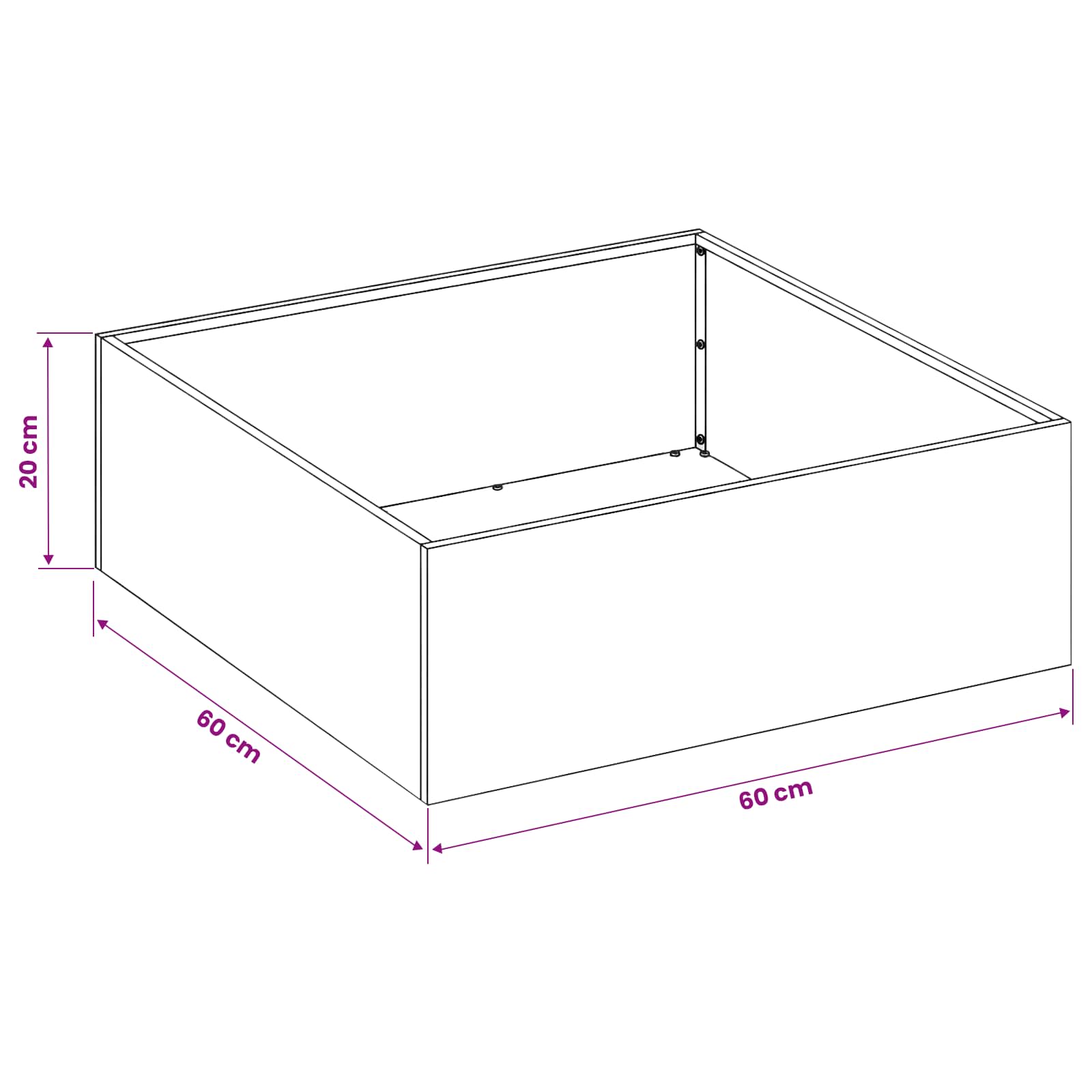 vidaXL Doniczka ogrodowa antracytowy 60 x 60 x 20 cm Stal zimnogięta