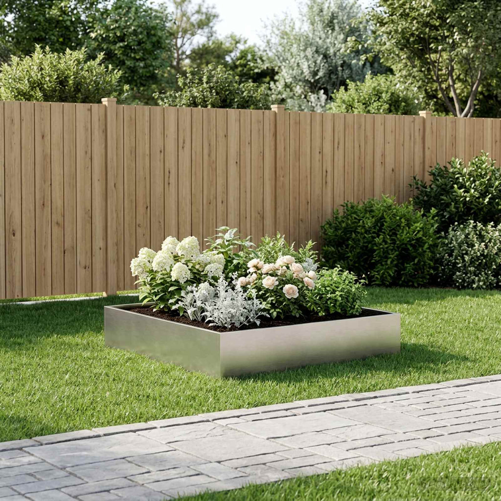 vidaXL Doniczka ogrodowa srebrny 100 x 100 x 20 cm Stal nierdzewna