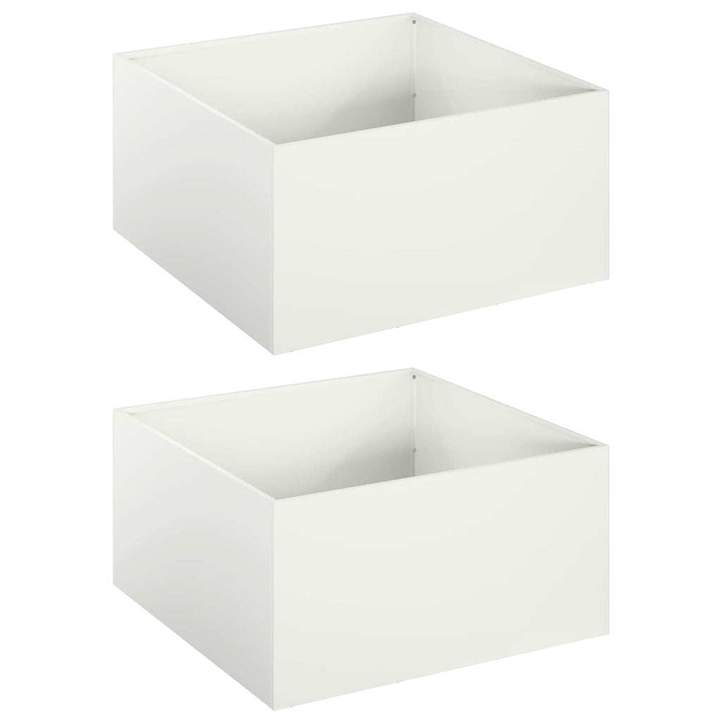vidaXL Doniczka ogrodowa 2 szt. Biały 60 x 60 x 30 cm Stal zimnogięta