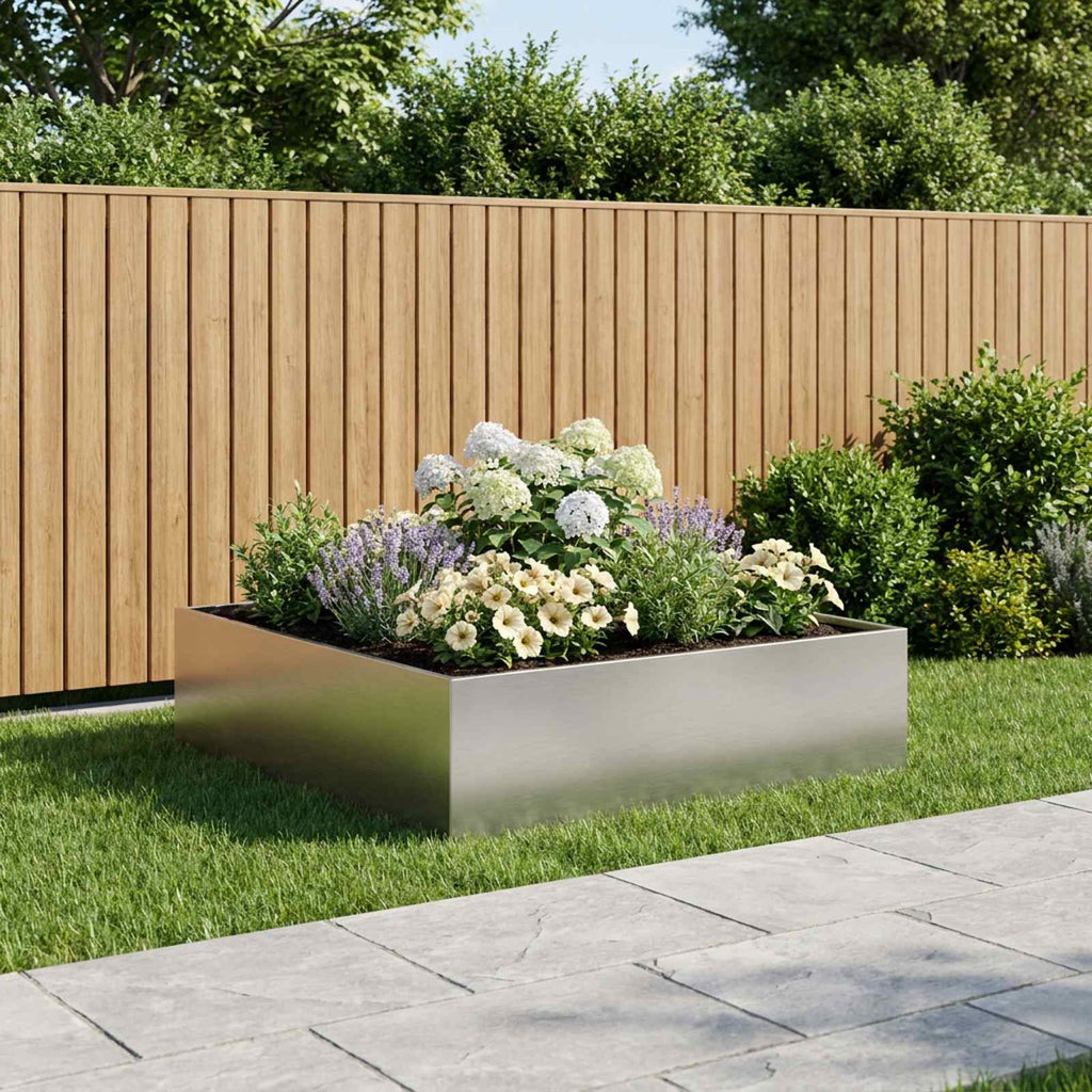 vidaXL Doniczka ogrodowa srebrny 100 x 100 x 30 cm Stal nierdzewna