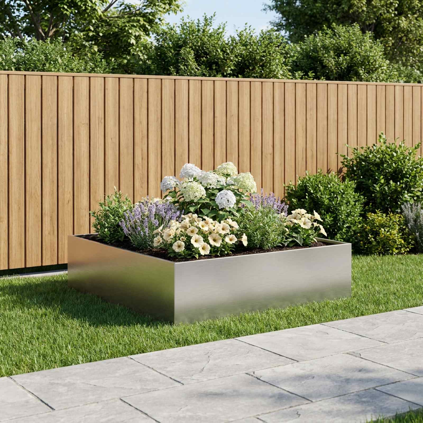 vidaXL Doniczka ogrodowa srebrny 100 x 100 x 30 cm Stal nierdzewna