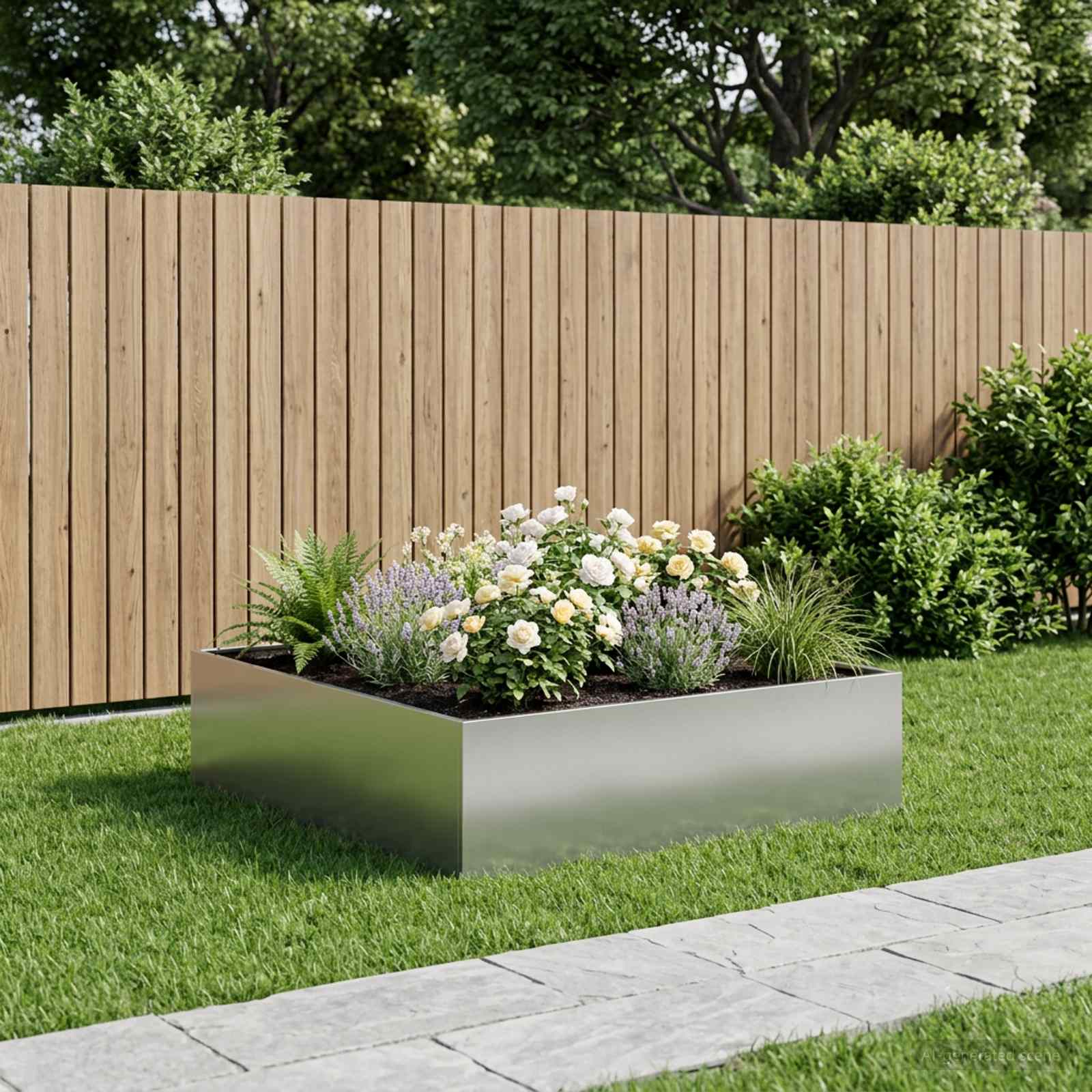 vidaXL Doniczka ogrodowa srebrny 100 x 100 x 30 cm Stal ocynkowana