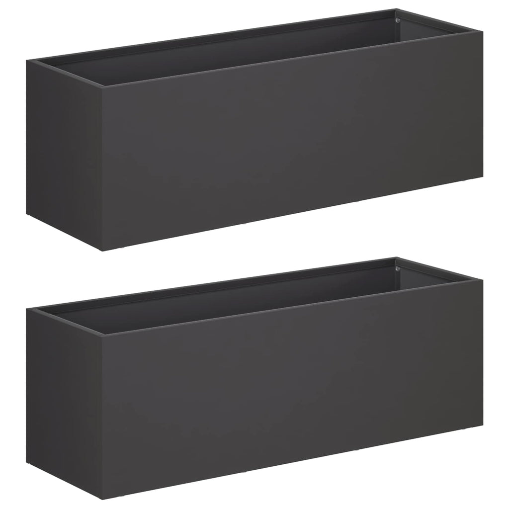 vidaXL Doniczka ogrodowa 2 szt. Czarny 60 x 20 x 20 cm Stal zimnogięta