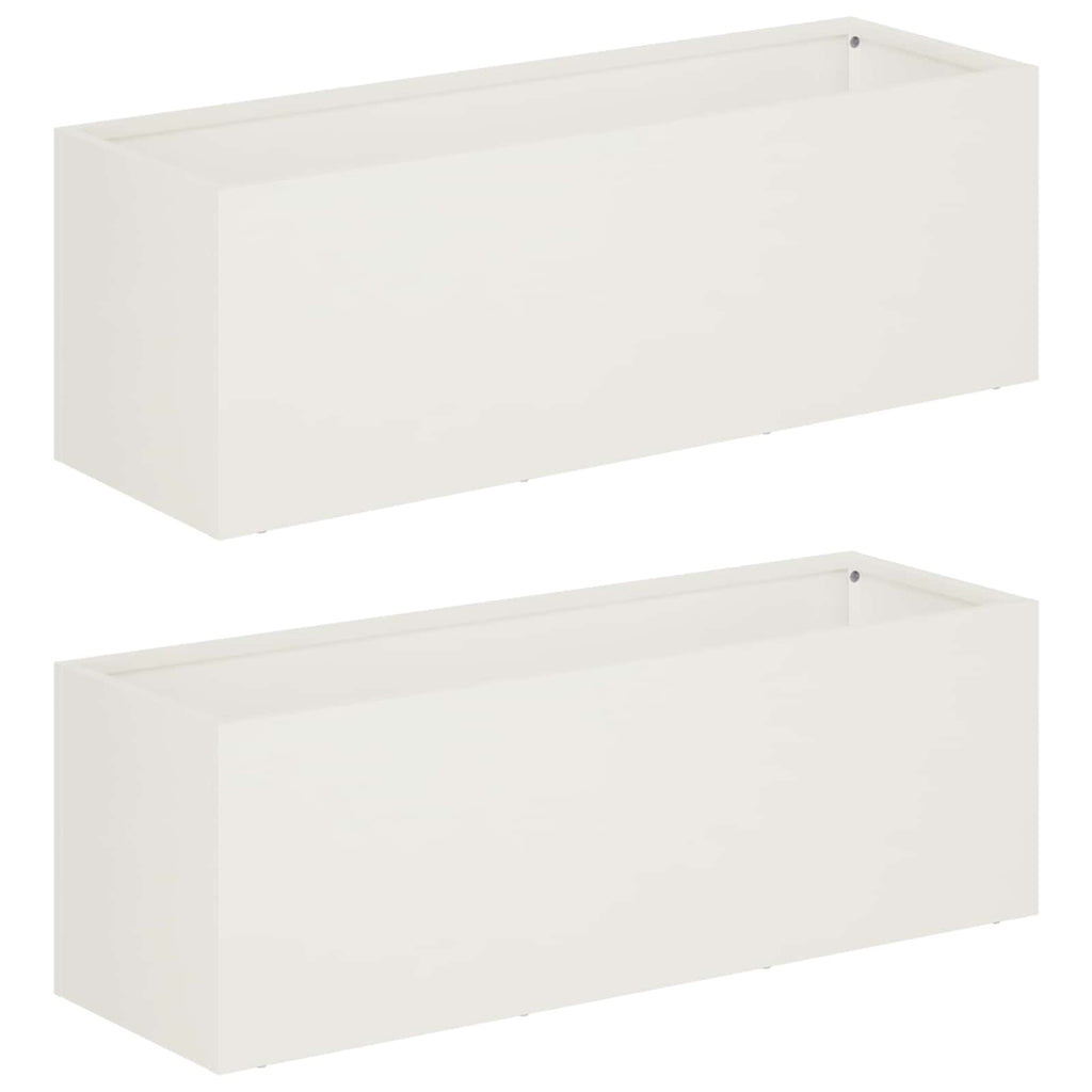 vidaXL Doniczka ogrodowa 2 szt. Biały 60 x 20 x 20 cm Stal zimnogięta