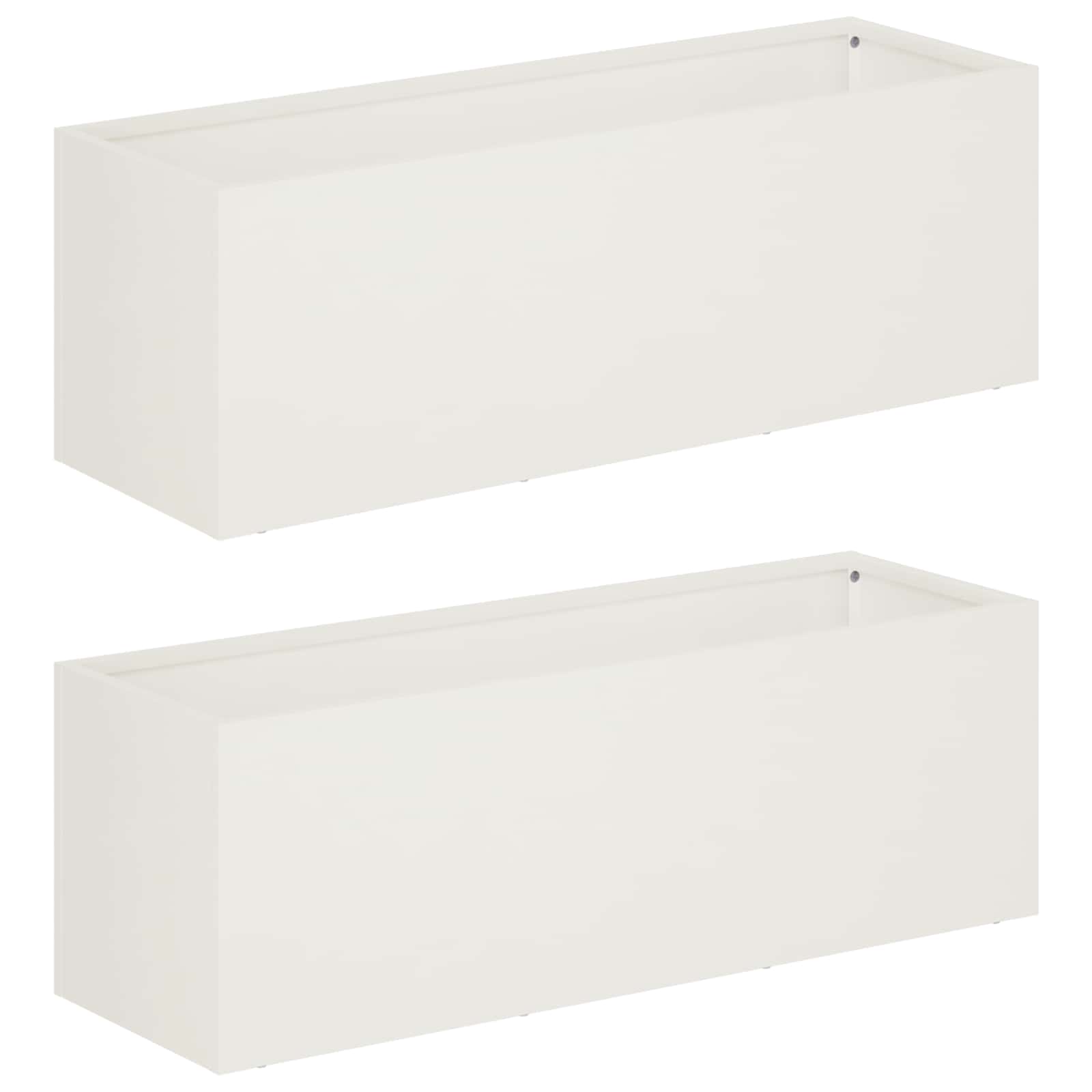 vidaXL Doniczka ogrodowa 2 szt. Biały 60 x 20 x 20 cm Stal zimnogięta
