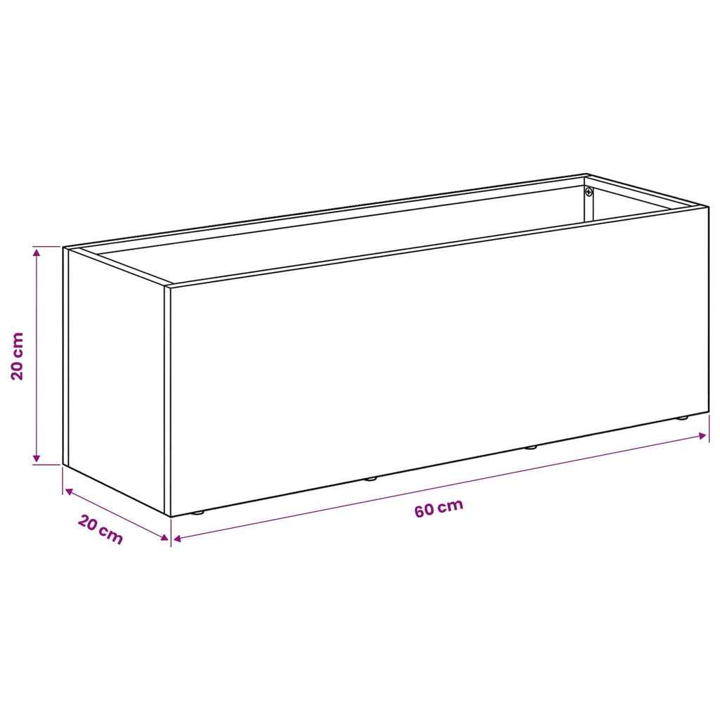 vidaXL Doniczka ogrodowa srebrny 60 x 20 x 20 cm Stal ocynkowana