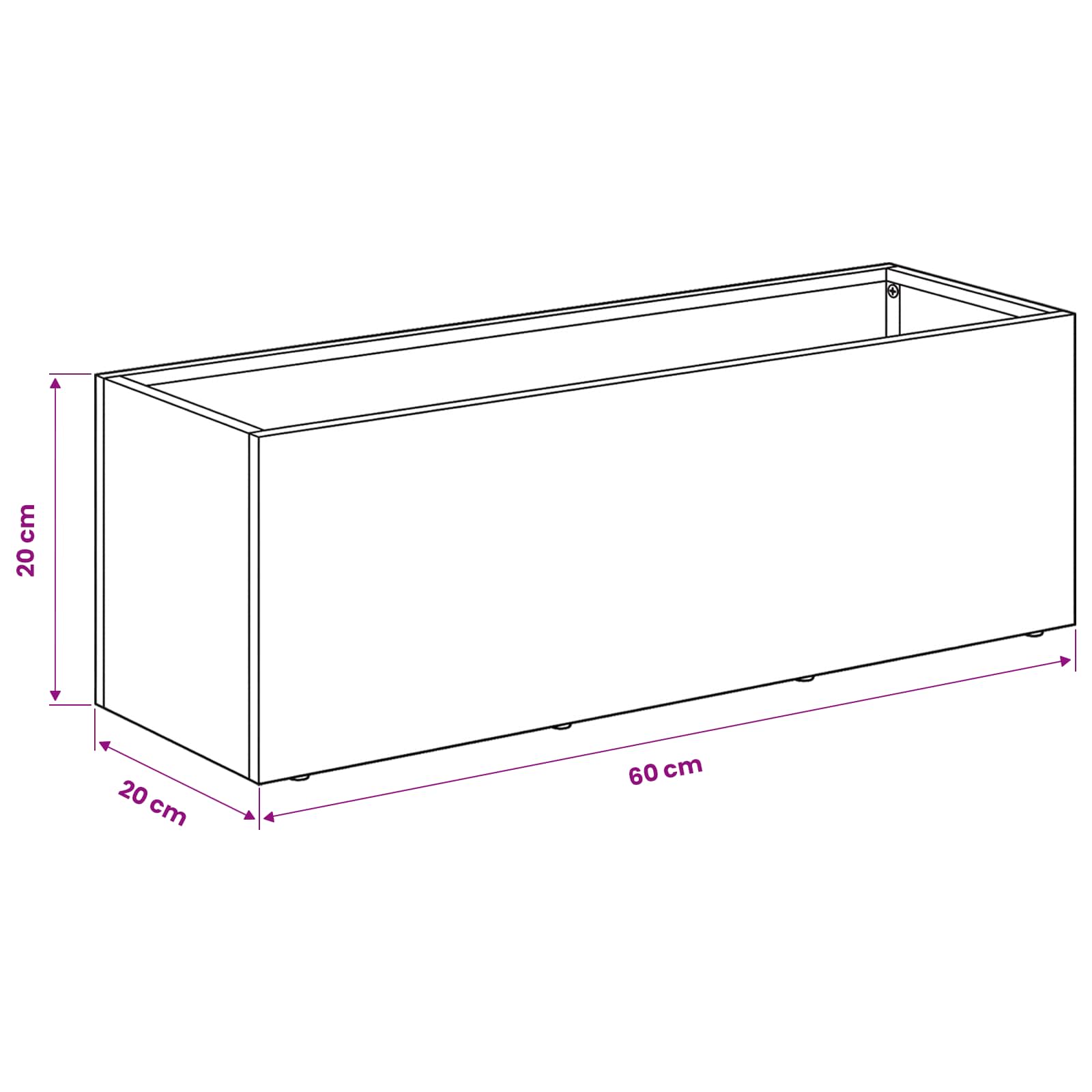 vidaXL Doniczka ogrodowa srebrny 60 x 20 x 20 cm Stal ocynkowana