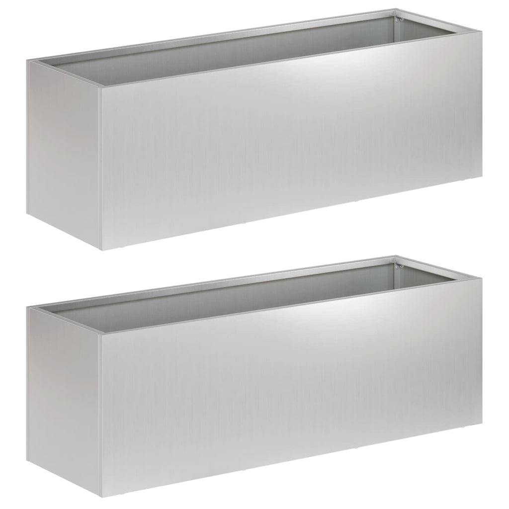 vidaXL Doniczka ogrodowa 2 szt. srebrny 60 x 20 x 20 cm