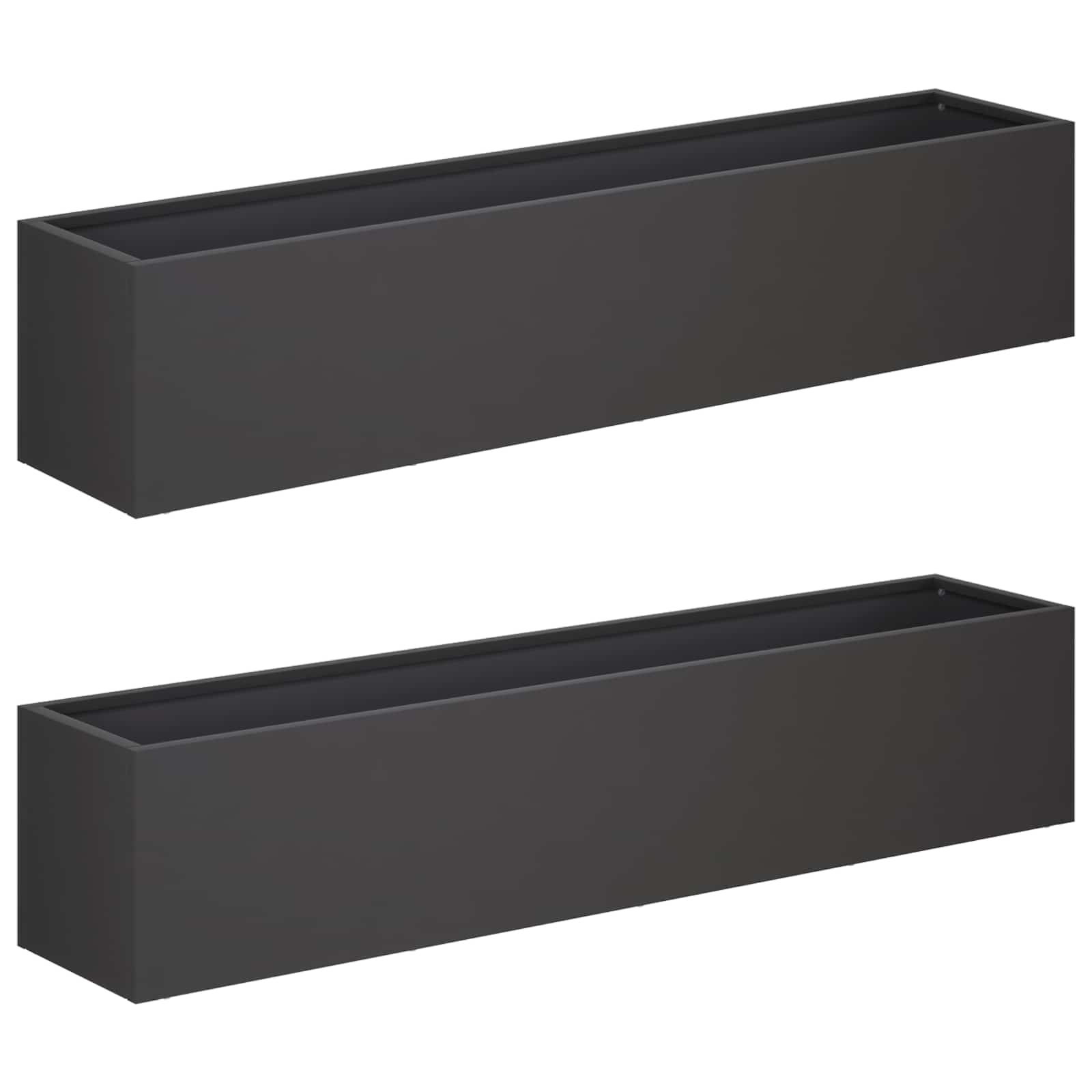 vidaXL Doniczka ogrodowa 2 szt. Czarny 80 x 20 x 20 cm Stal zimnogięta