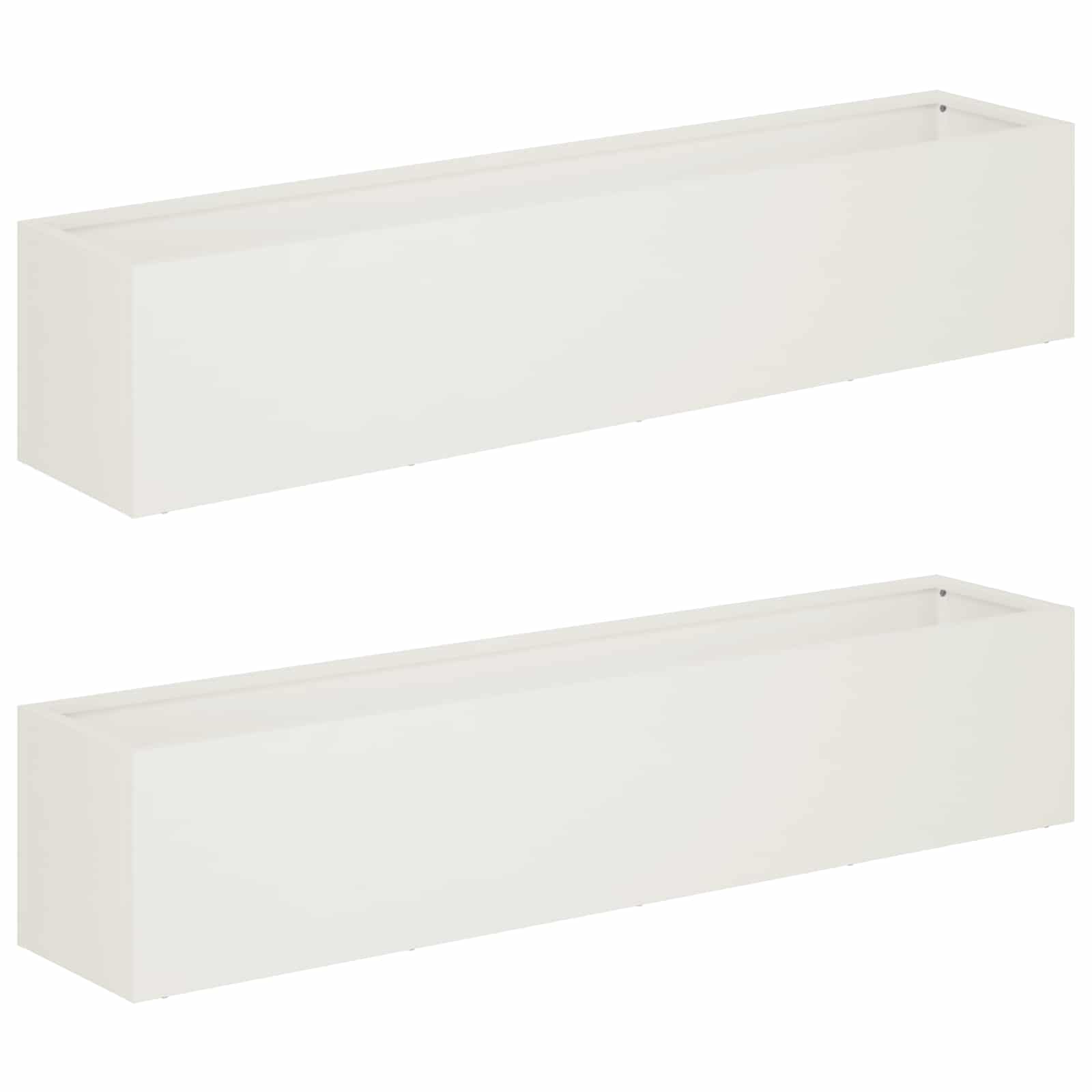 vidaXL Doniczka ogrodowa 2 szt. Biały 80 x 20 x 20 cm Stal zimnogięta