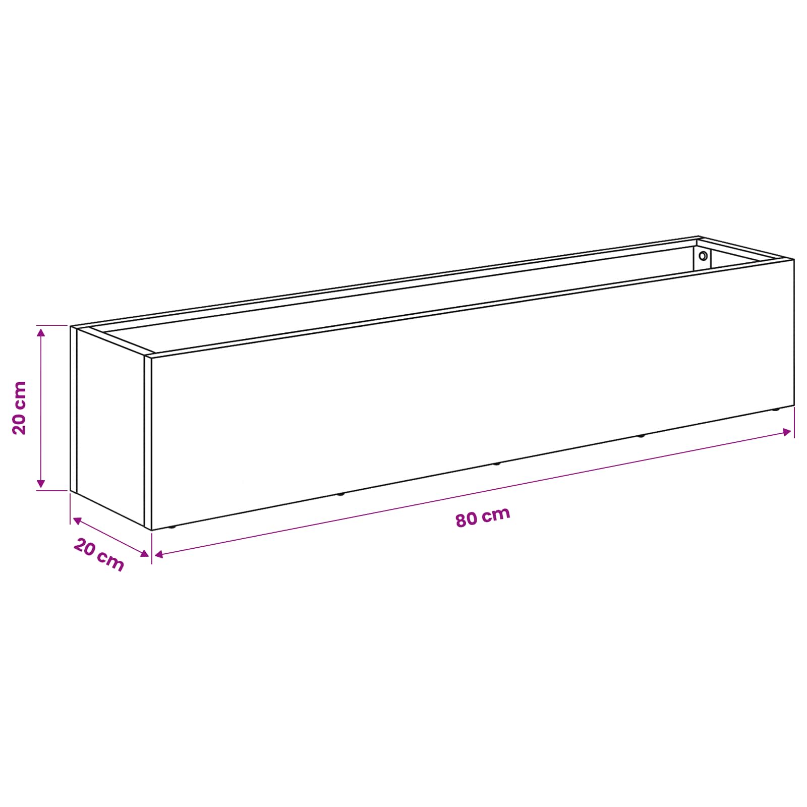 vidaXL Doniczka ogrodowa 2 szt. Biały 80 x 20 x 20 cm Stal zimnogięta