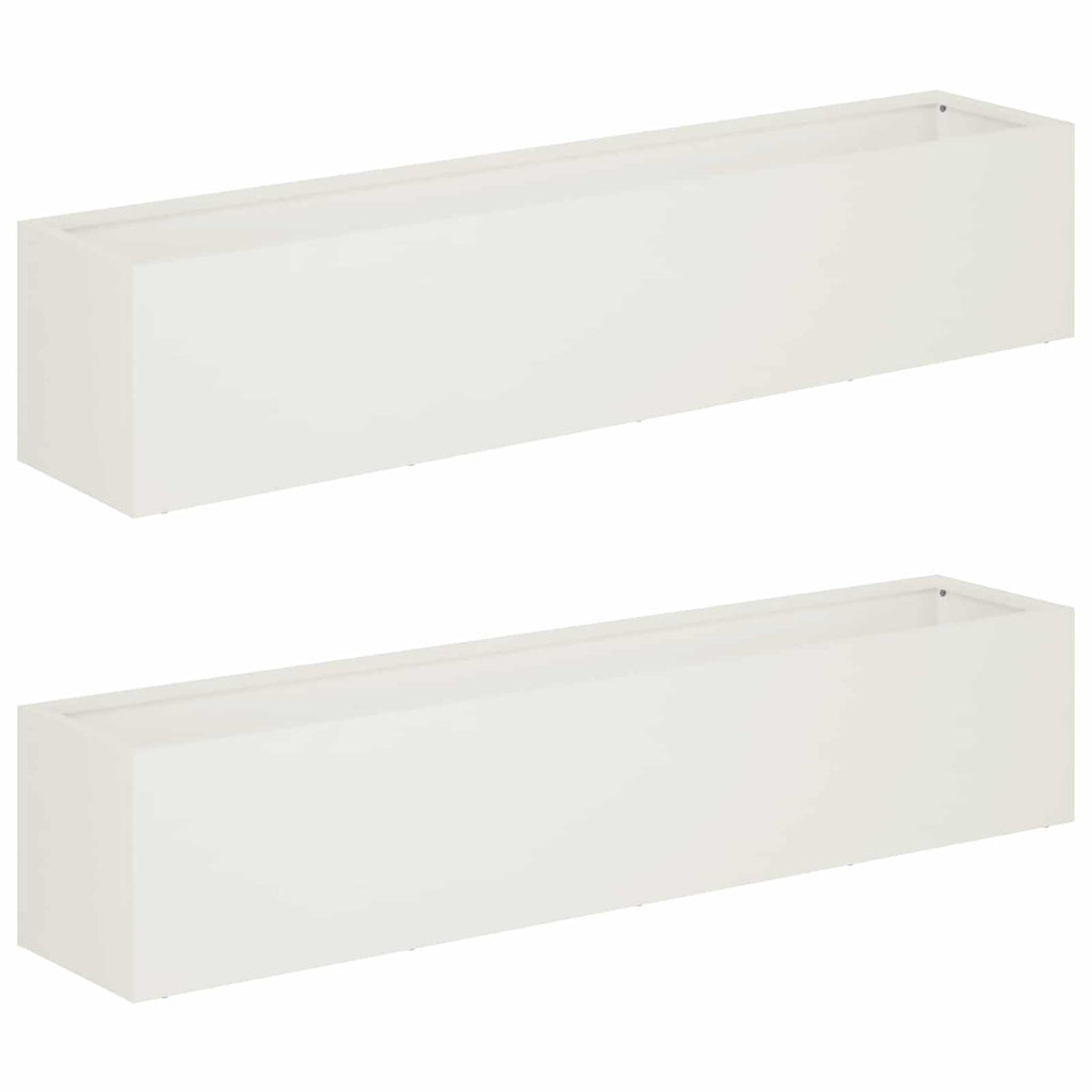 vidaXL Doniczka ogrodowa 2 szt. Biały 100 x 20 x 20 cm Stal zimnogięta
