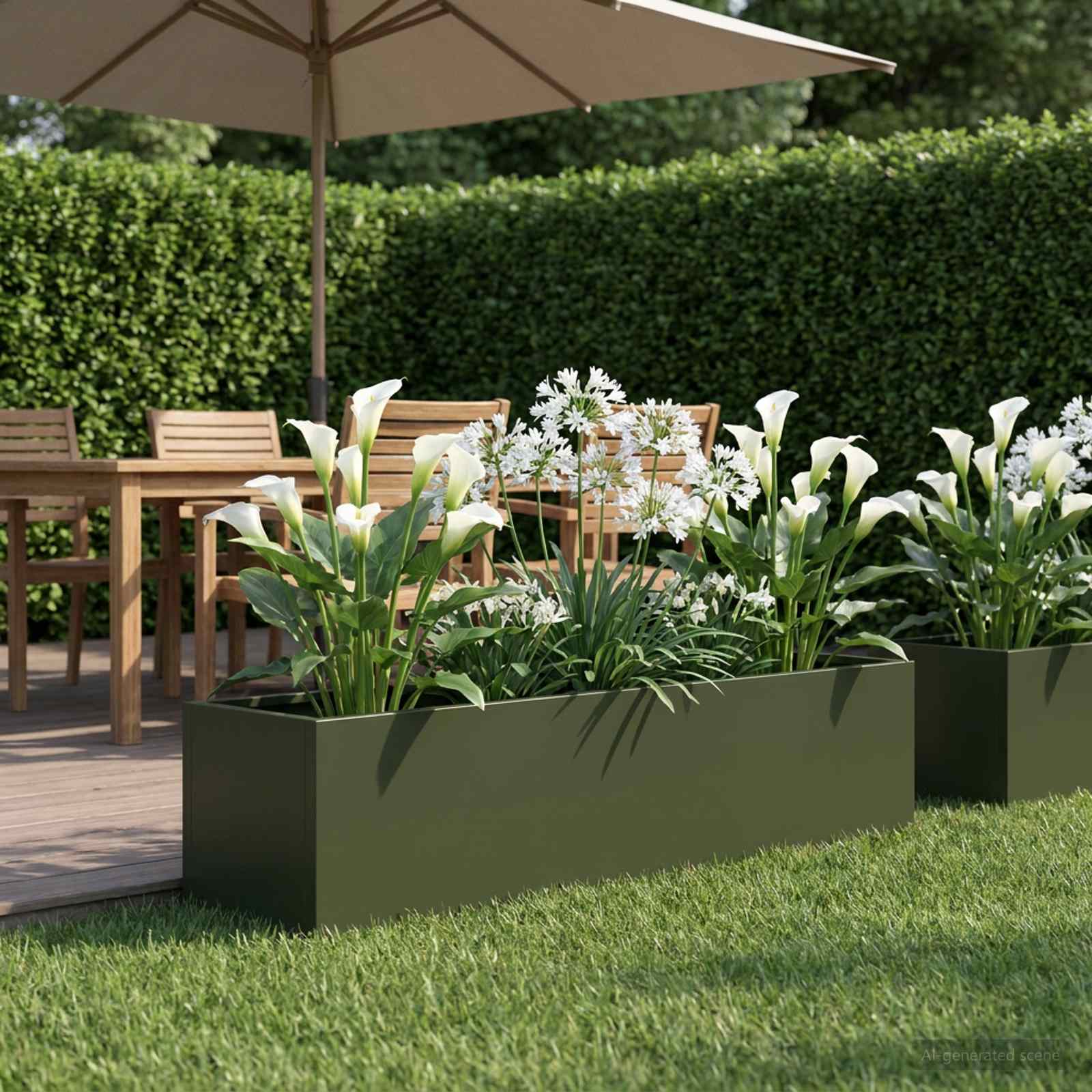 vidaXL Doniczka ogrodowa Oliwkowy zielony 100 x 20 x 20 cm