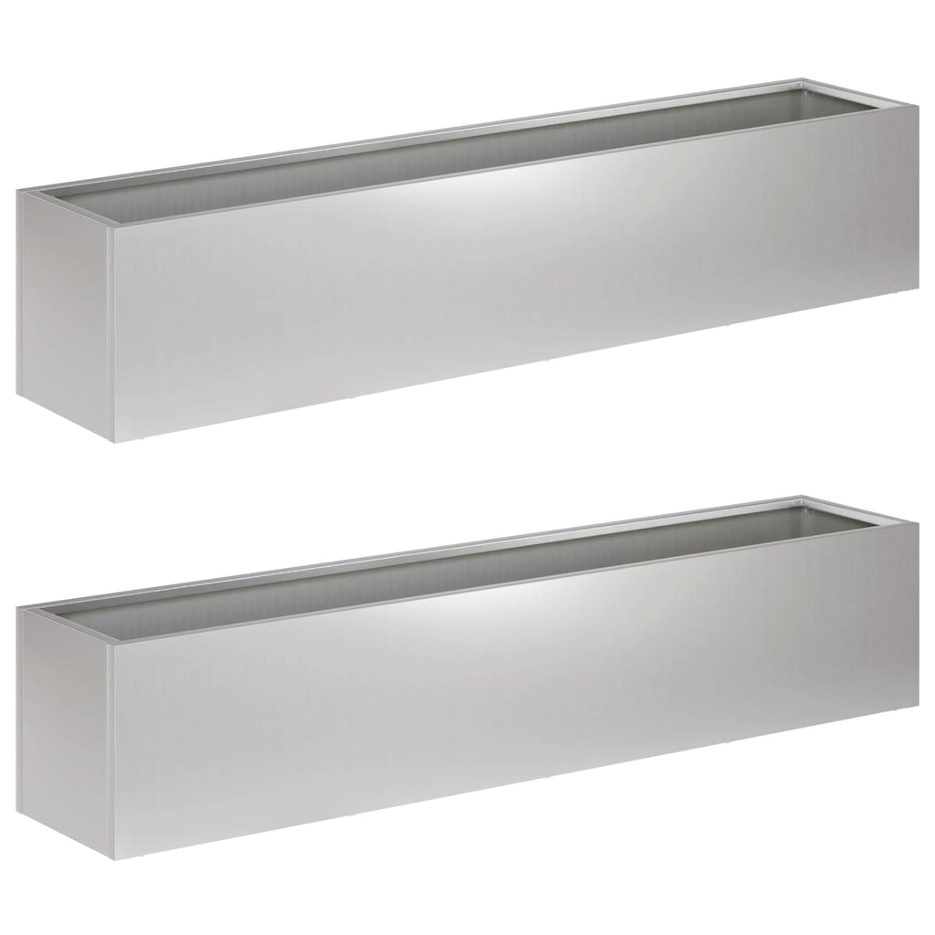 vidaXL Doniczka ogrodowa 2 szt. srebrny 100 x 20 x 20 cm