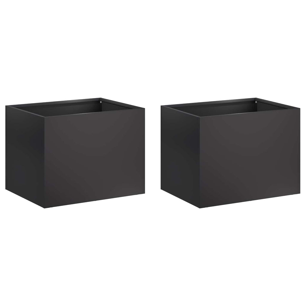 vidaXL Doniczka ogrodowa 2 szt. Czarny 40 x 30 x 30 cm Stal zimnogięta