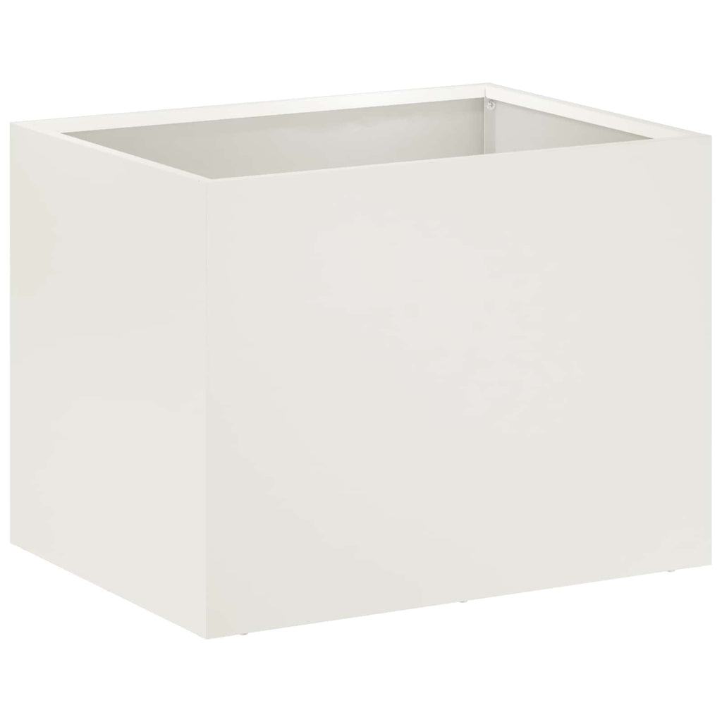 vidaXL Doniczka ogrodowa Biały 40 x 30 x 30 cm Stal zimnogięta