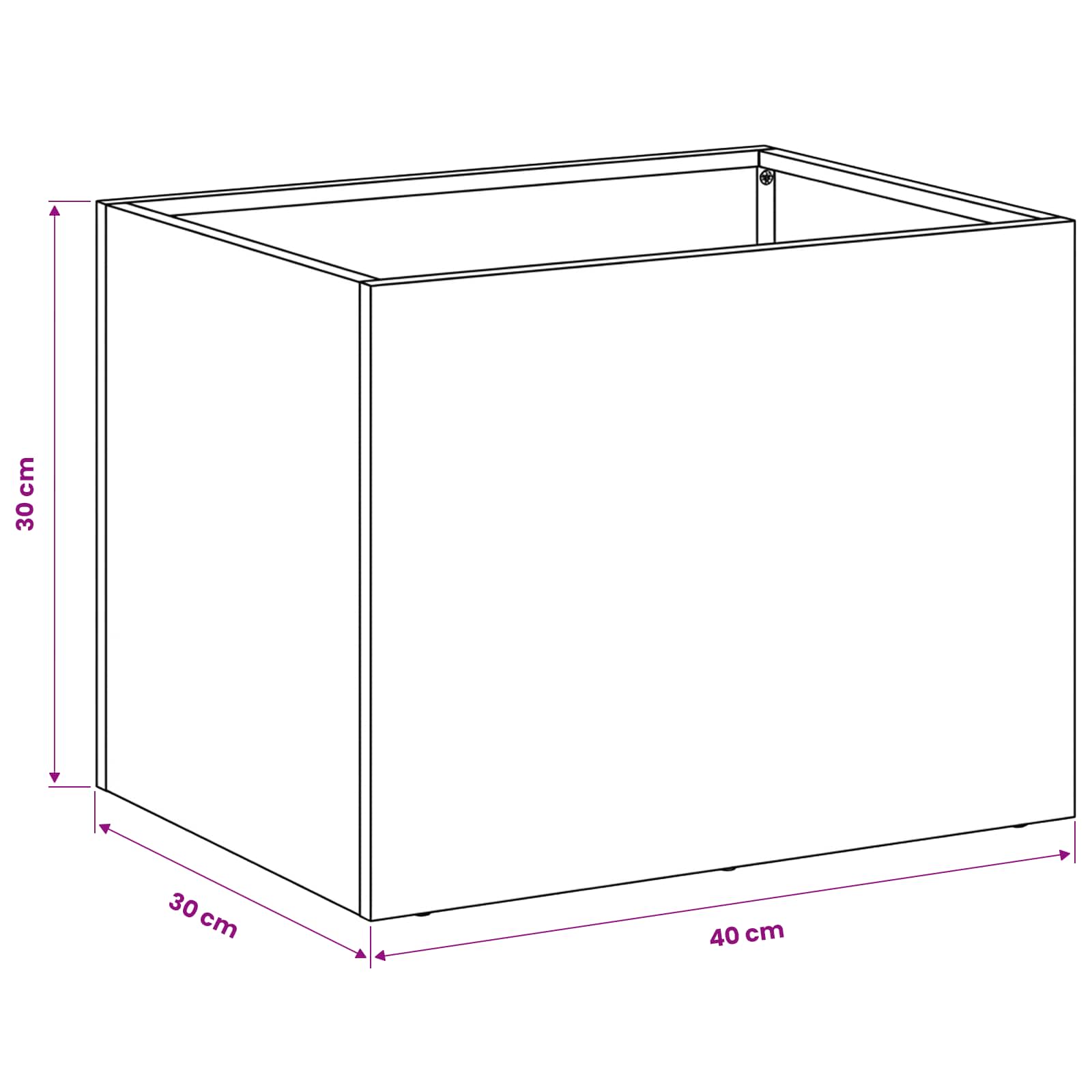 vidaXL Doniczka ogrodowa Biały 40 x 30 x 30 cm Stal zimnogięta