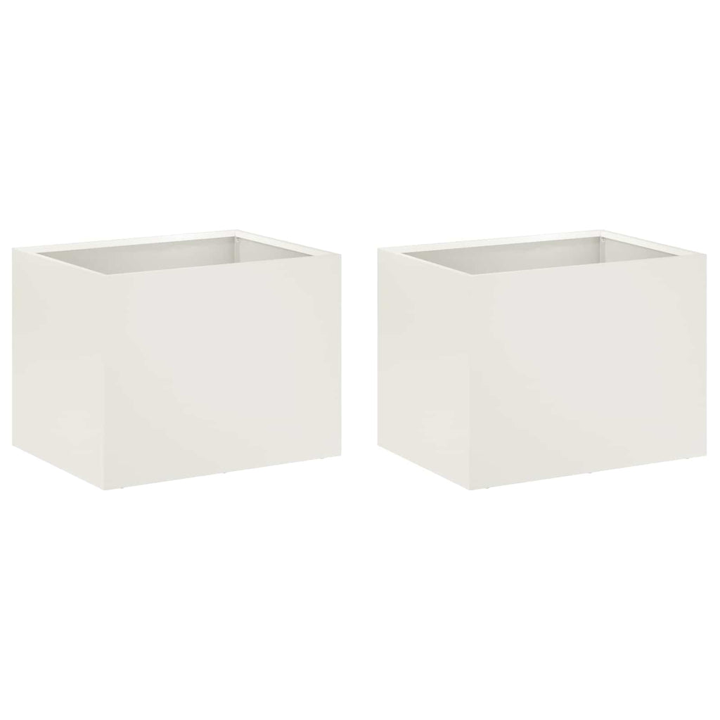 vidaXL Doniczka ogrodowa 2 szt. Biały 40 x 30 x 30 cm Stal zimnogięta