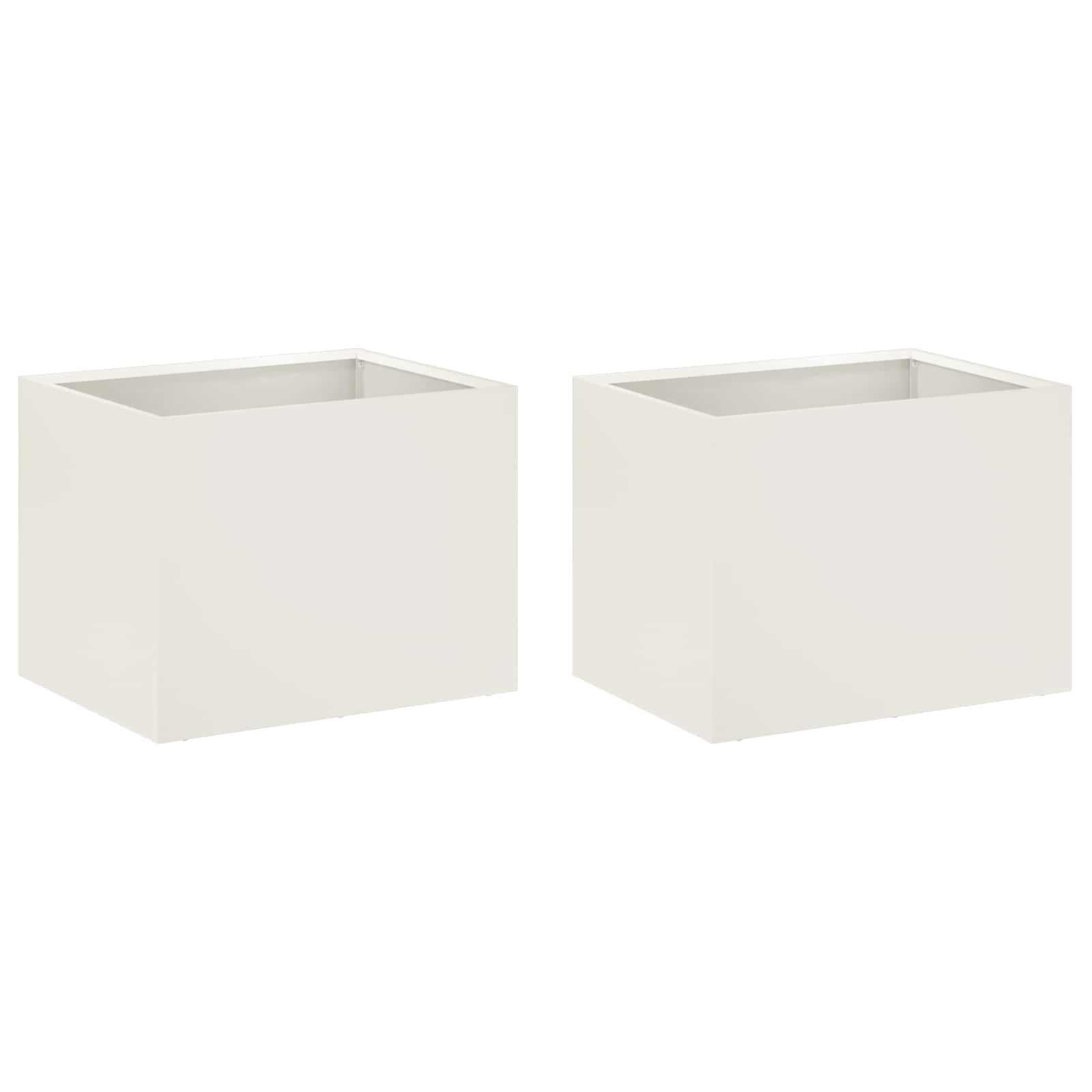 vidaXL Doniczka ogrodowa 2 szt. Biały 40 x 30 x 30 cm Stal zimnogięta