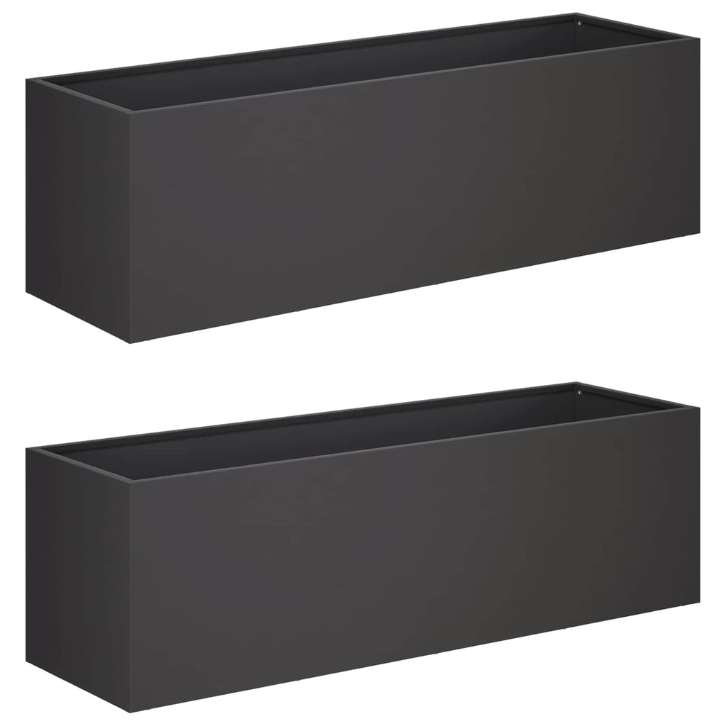 vidaXL Doniczka ogrodowa 2 szt. Czarny 80 x 30 x 30 cm Stal zimnogięta