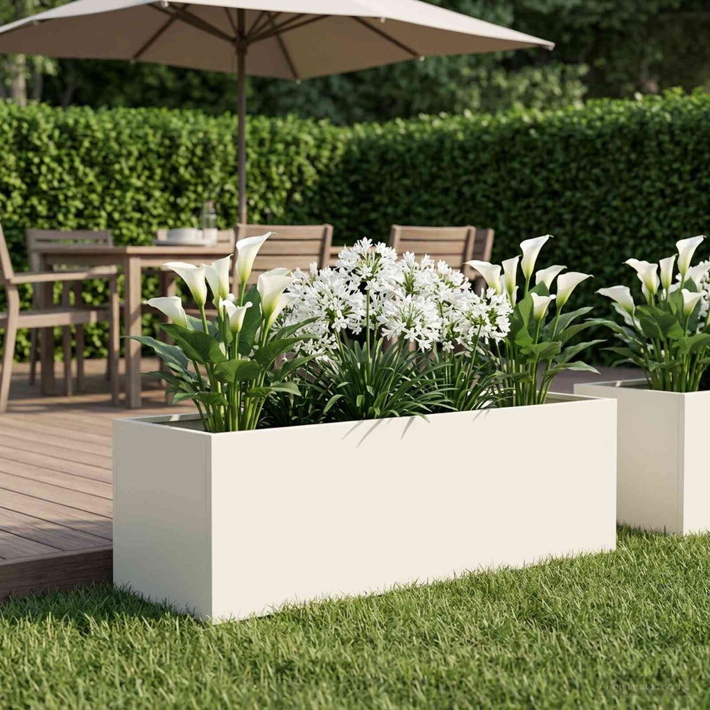 vidaXL Doniczka ogrodowa Biały 80 x 30 x 30 cm Stal zimnogięta