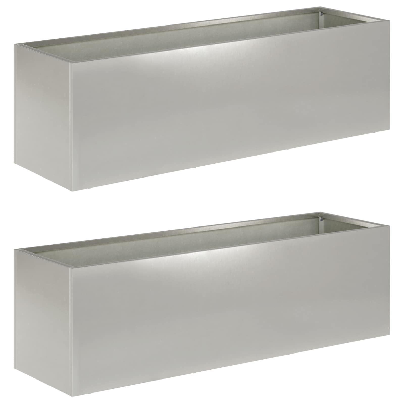 vidaXL Doniczka ogrodowa 2 szt. srebrny 80 x 30 x 30 cm