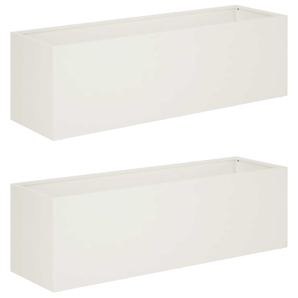 vidaXL Doniczka ogrodowa 2 szt. Biały 100 x 30 x 30 cm Stal zimnogięta