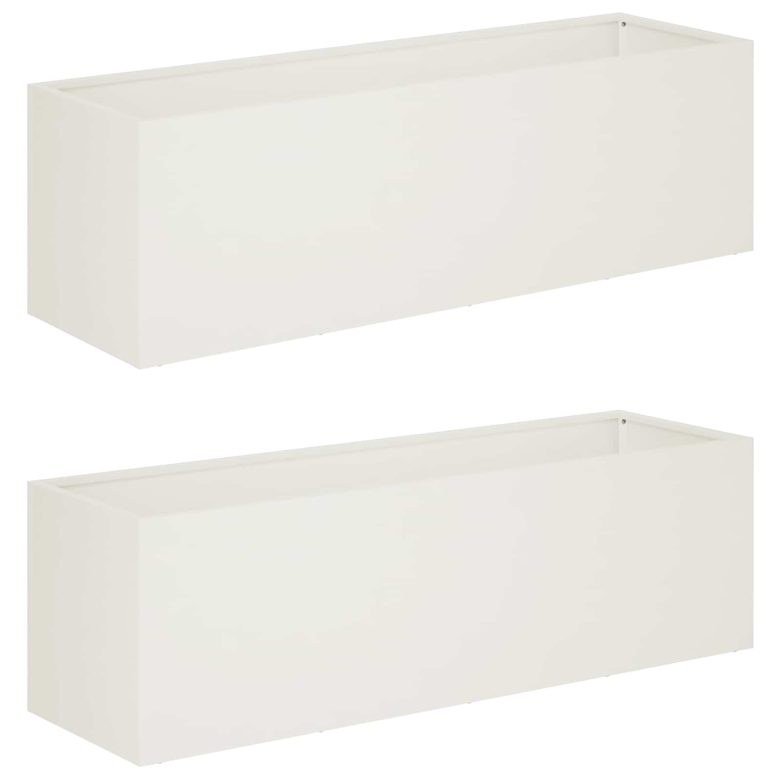 vidaXL Doniczka ogrodowa 2 szt. Biały 100 x 30 x 30 cm Stal zimnogięta