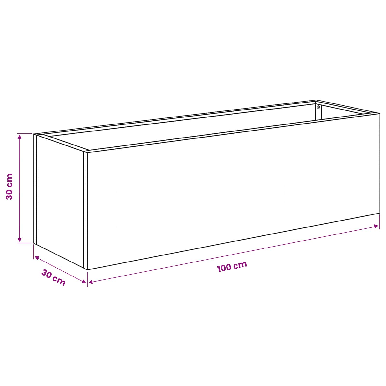 vidaXL Doniczka ogrodowa antracytowy 100 x 30 x 30 cm Stal zimnogięta