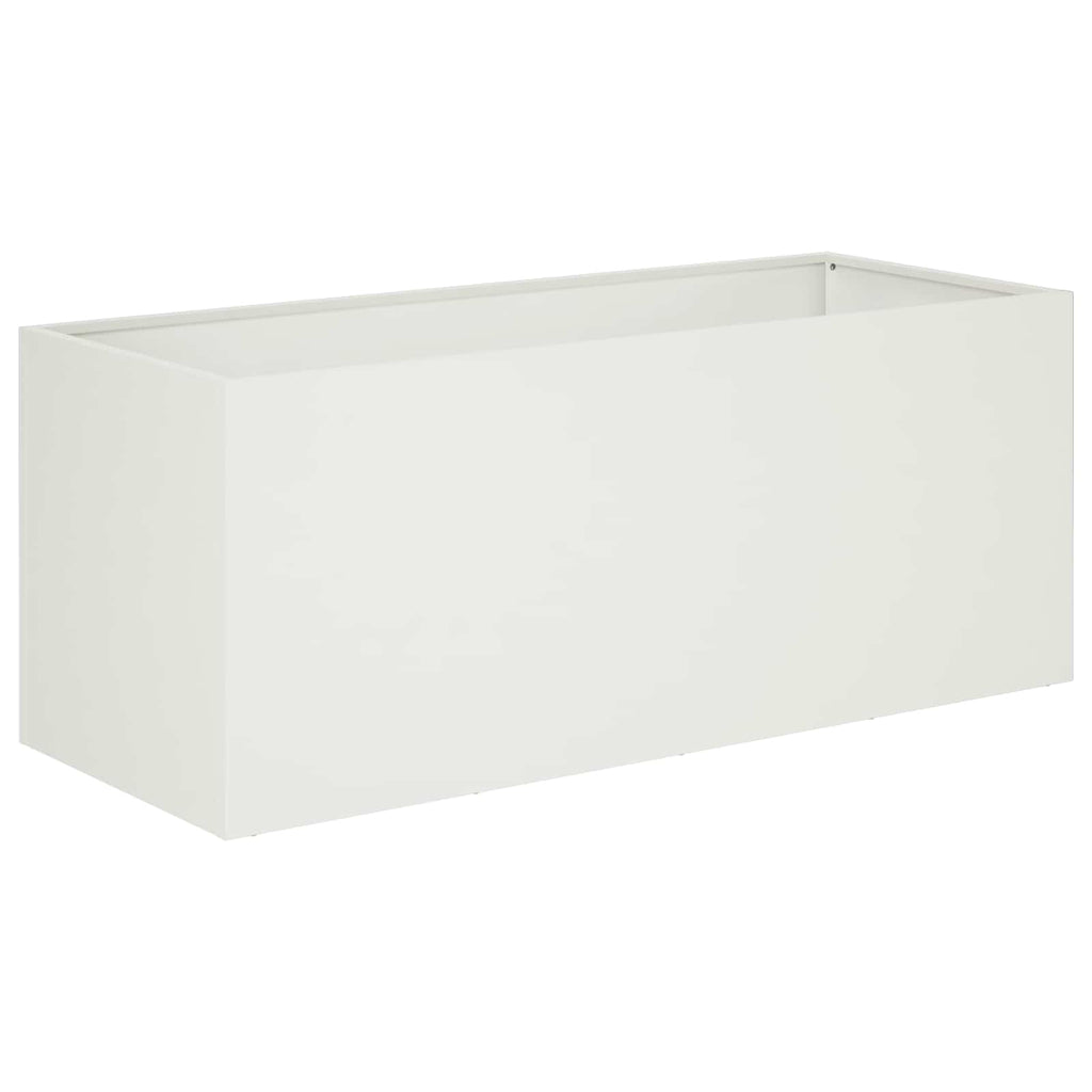 vidaXL Doniczka ogrodowa Biały 100 x 40 x 40 cm Stal zimnogięta