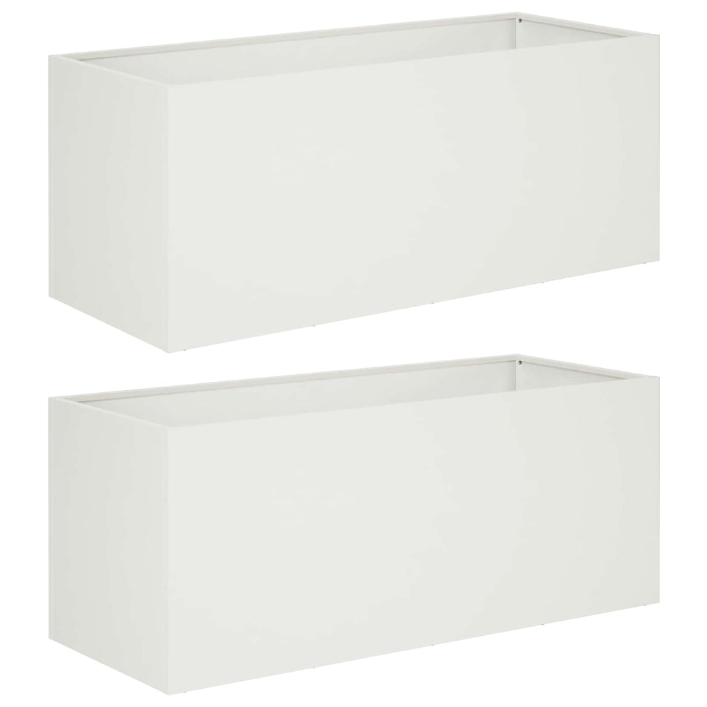 vidaXL Doniczka ogrodowa 2 szt. Biały 100 x 40 x 40 cm Stal zimnogięta