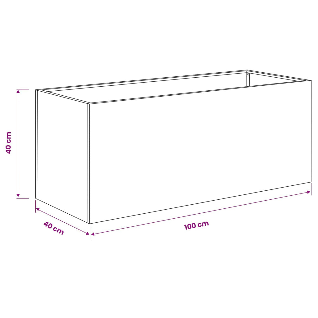 vidaXL Doniczka ogrodowa 2 szt. srebrny 100 x 40 x 40 cm