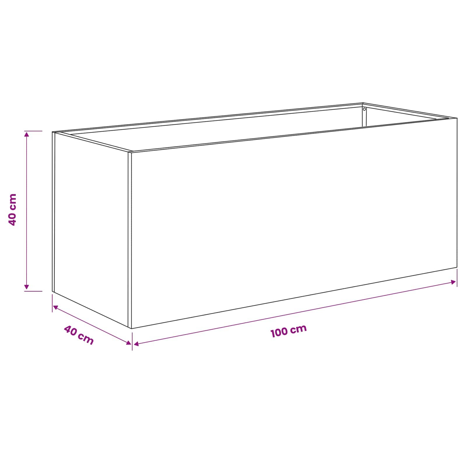 vidaXL Doniczka ogrodowa 2 szt. srebrny 100 x 40 x 40 cm