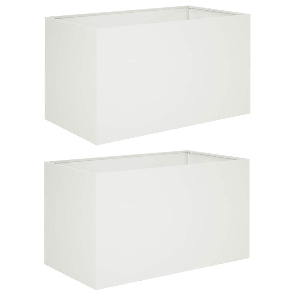 vidaXL Doniczka ogrodowa 2 szt. Biały 80 x 50 x 50 cm Stal zimnogięta