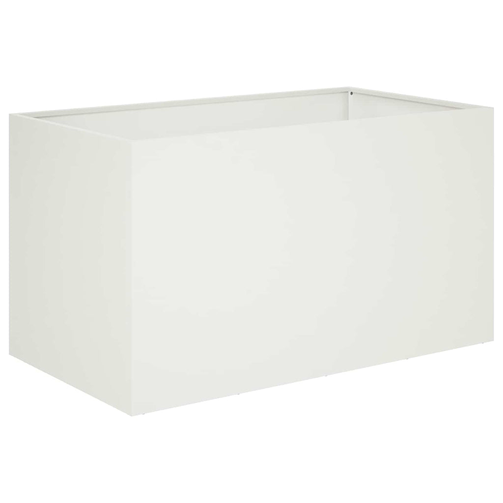 vidaXL Doniczka ogrodowa Biały 100 x 50 x 50 cm Stal zimnogięta