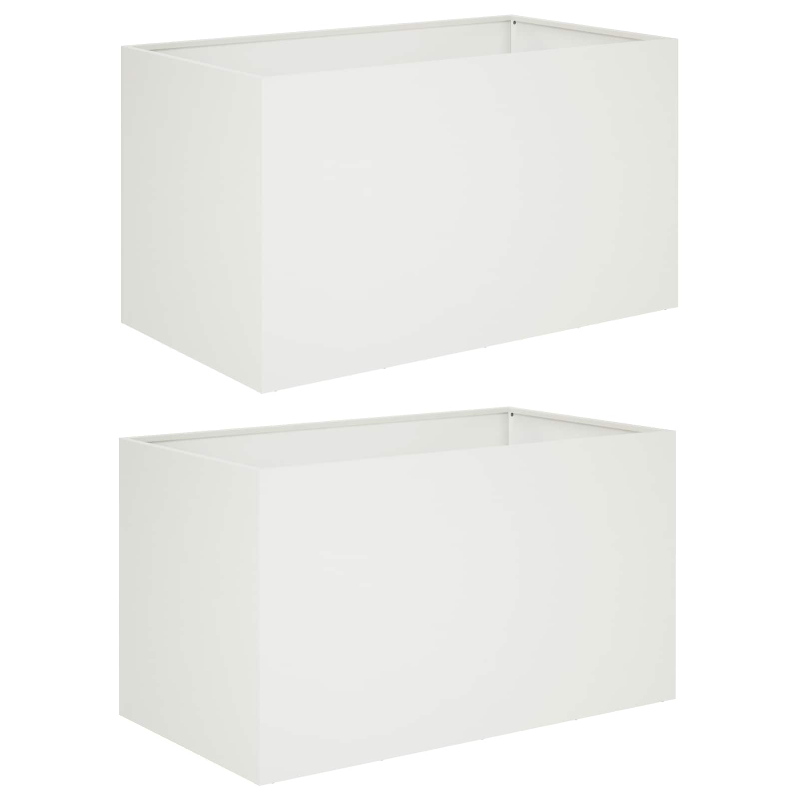 vidaXL Doniczka ogrodowa 2 szt. Biały 100 x 50 x 50 cm Stal zimnogięta