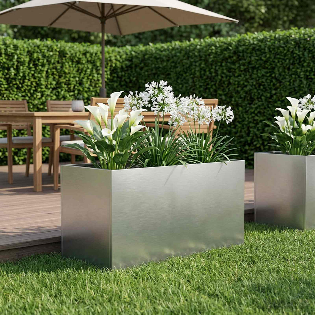 vidaXL Doniczka ogrodowa srebrny 100 x 50 x 50 cm Stal nierdzewna