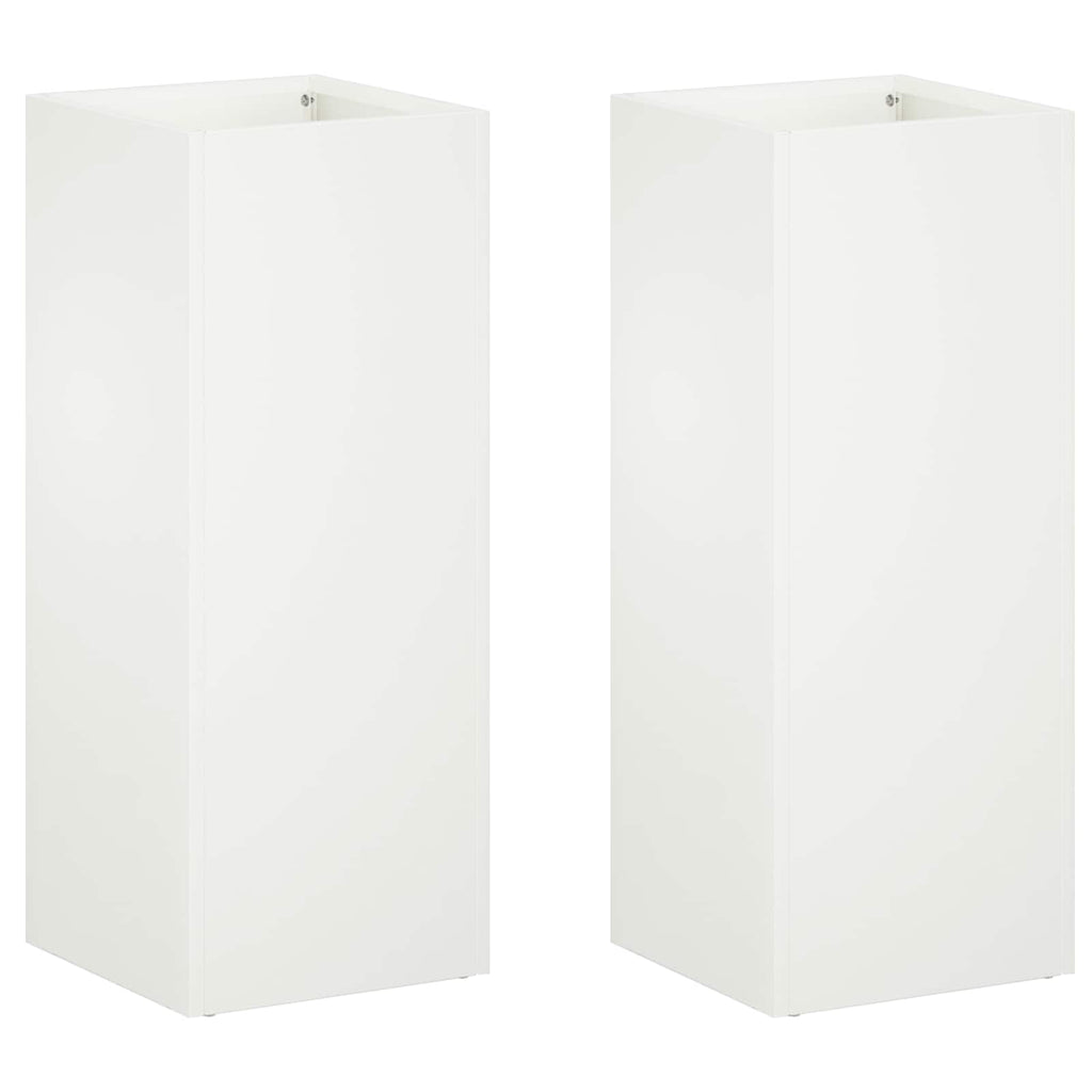 vidaXL Doniczka ogrodowa 2 szt. Biały 20 x 20 x 40 cm Stal zimnogięta