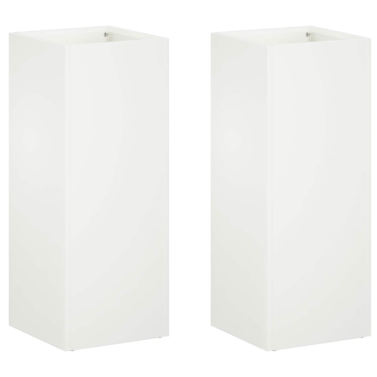 vidaXL Doniczka ogrodowa 2 szt. Biały 20 x 20 x 40 cm Stal zimnogięta