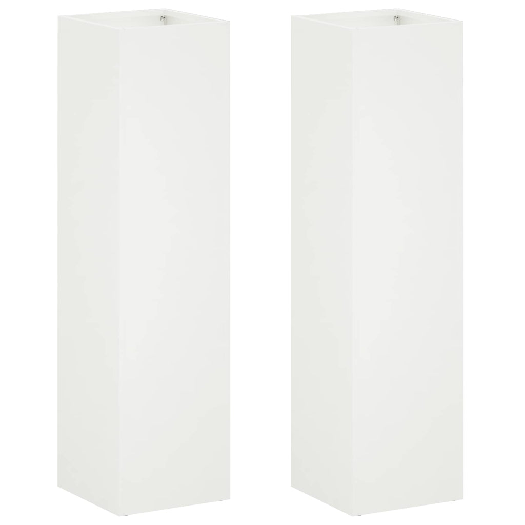 vidaXL Doniczka ogrodowa 2 szt. Biały 20 x 20 x 75 cm Stal zimnogięta