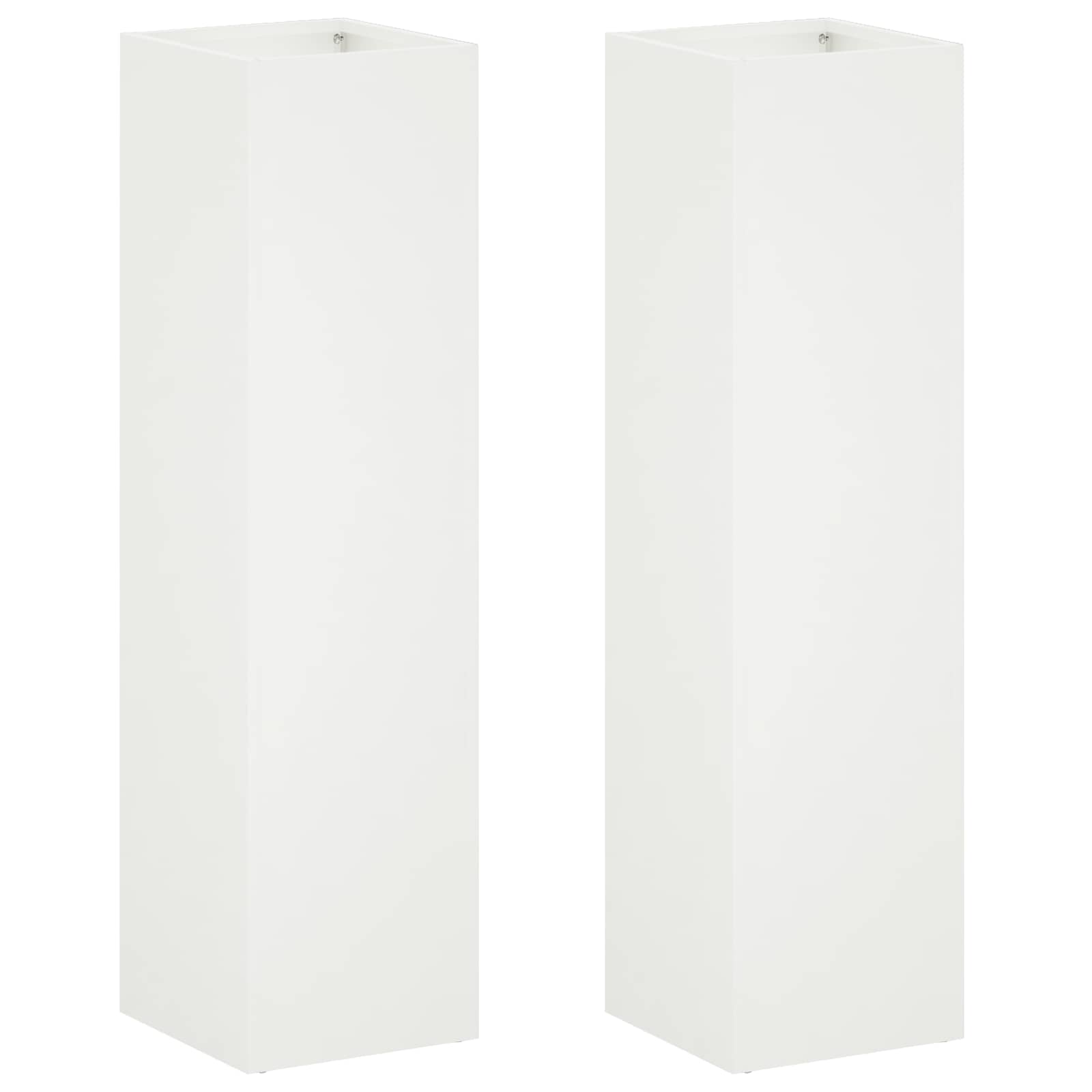 vidaXL Doniczka ogrodowa 2 szt. Biały 20 x 20 x 75 cm Stal zimnogięta