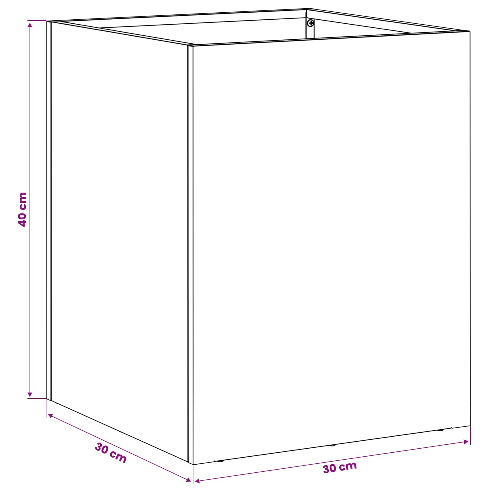 vidaXL Doniczka ogrodowa srebrny 30 x 30 x 40 cm Stal nierdzewna