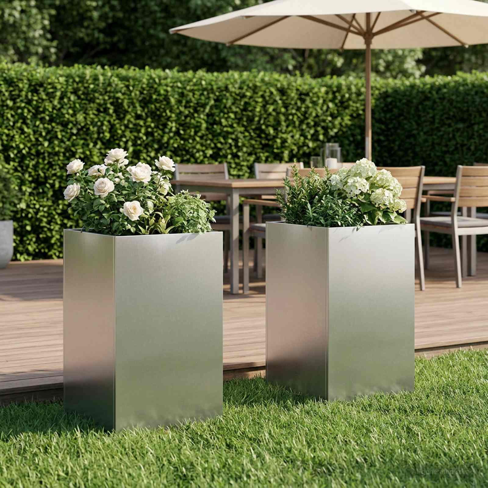 vidaXL Doniczka ogrodowa 2 szt. srebrny 40 x 40 x 50 cm