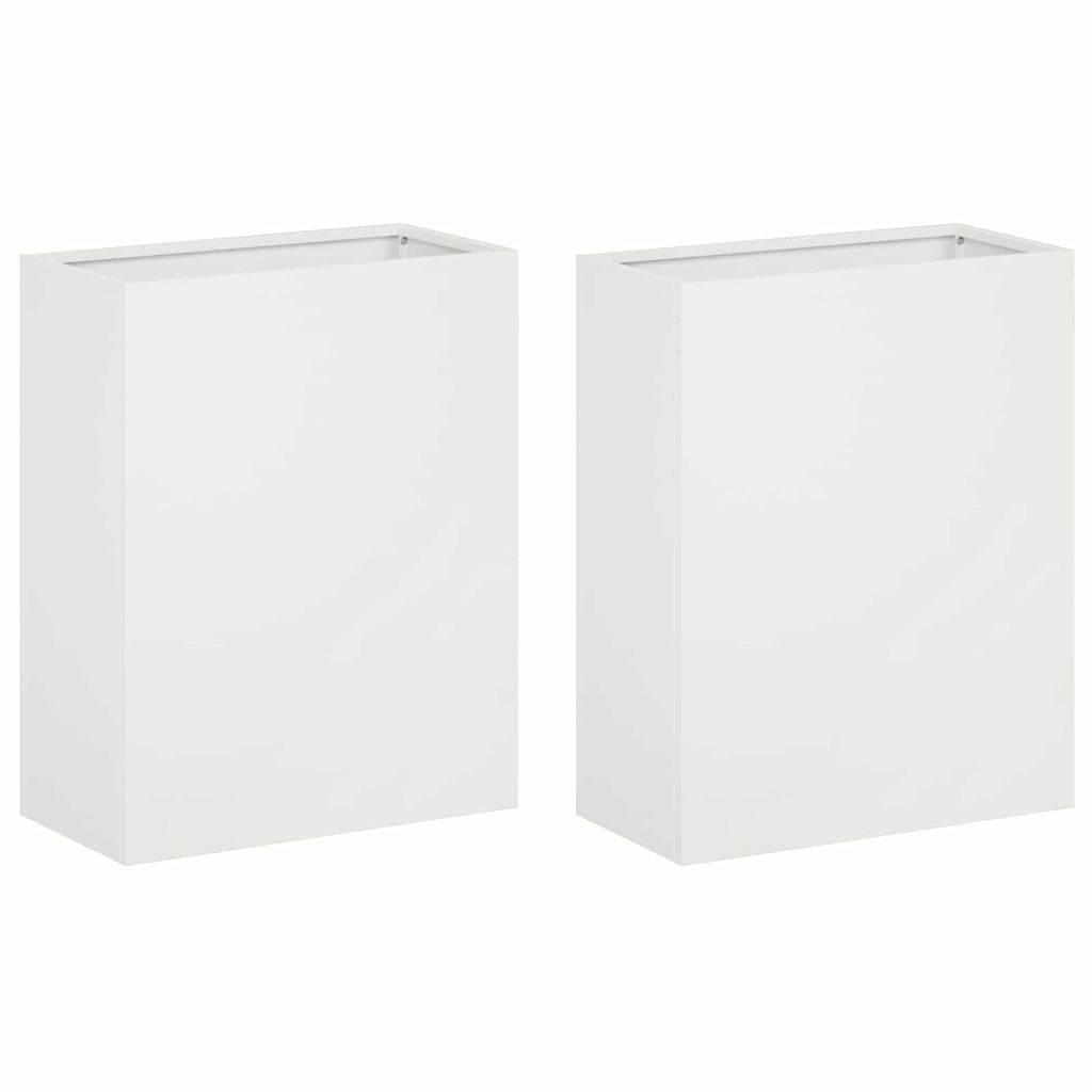 vidaXL Doniczka ogrodowa 2 szt. Biały 40 x 20 x 50 cm Stal zimnogięta