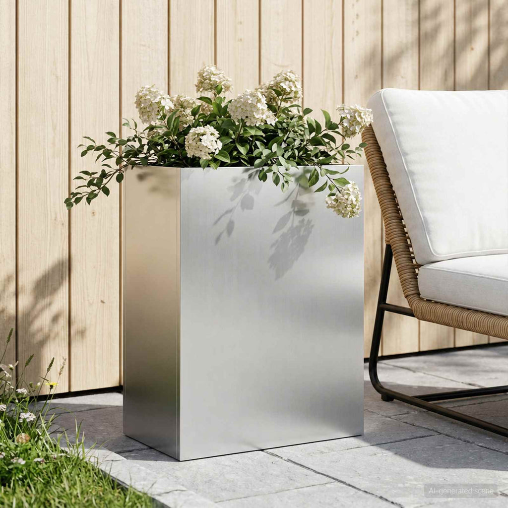vidaXL Doniczka ogrodowa srebrny 40 x 20 x 50 cm Stal ocynkowana