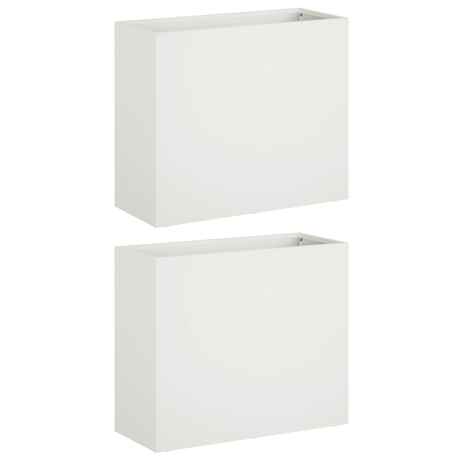 vidaXL Doniczka ogrodowa 2 szt. Biały 50 x 20 x 40 cm Stal zimnogięta