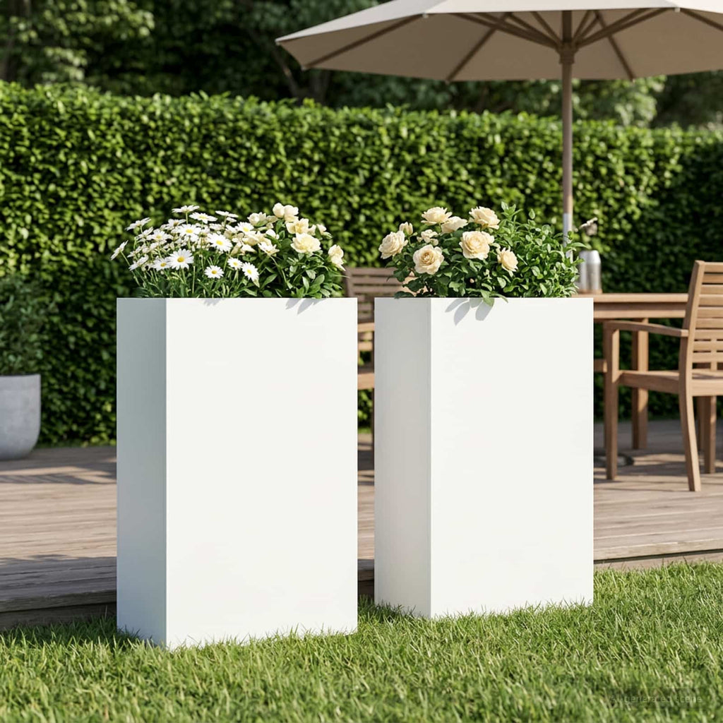 vidaXL Doniczka ogrodowa 2 szt. Biały 50 x 20 x 75 cm Stal zimnogięta