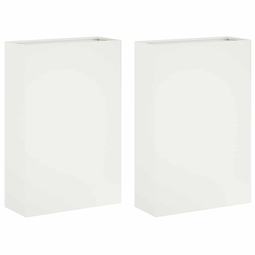 vidaXL Doniczka ogrodowa 2 szt. Biały 50 x 20 x 75 cm Stal zimnogięta